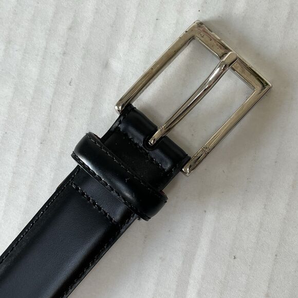 BROOKS BROTHERS MADE IN ITALY BLACK GENUINE LEATHER DRESS BELT SIZE 36 - Picture 8 of 16
